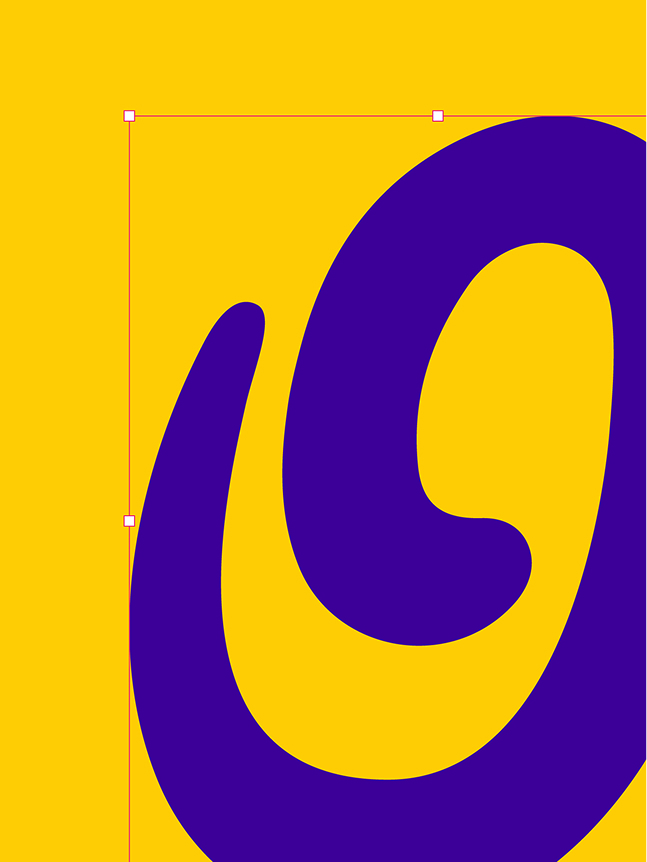 Une grande forme abstraite incurvée, d'un bleu foncé intense, se détache sur un fond jaune vif, occupant la partie droite et le coin de l'image ; ses volutes évoquent la fraîcheur et le dynamisme d'Only Fresh Food.